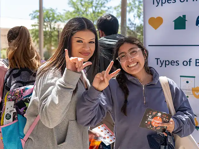 2 female students on campus