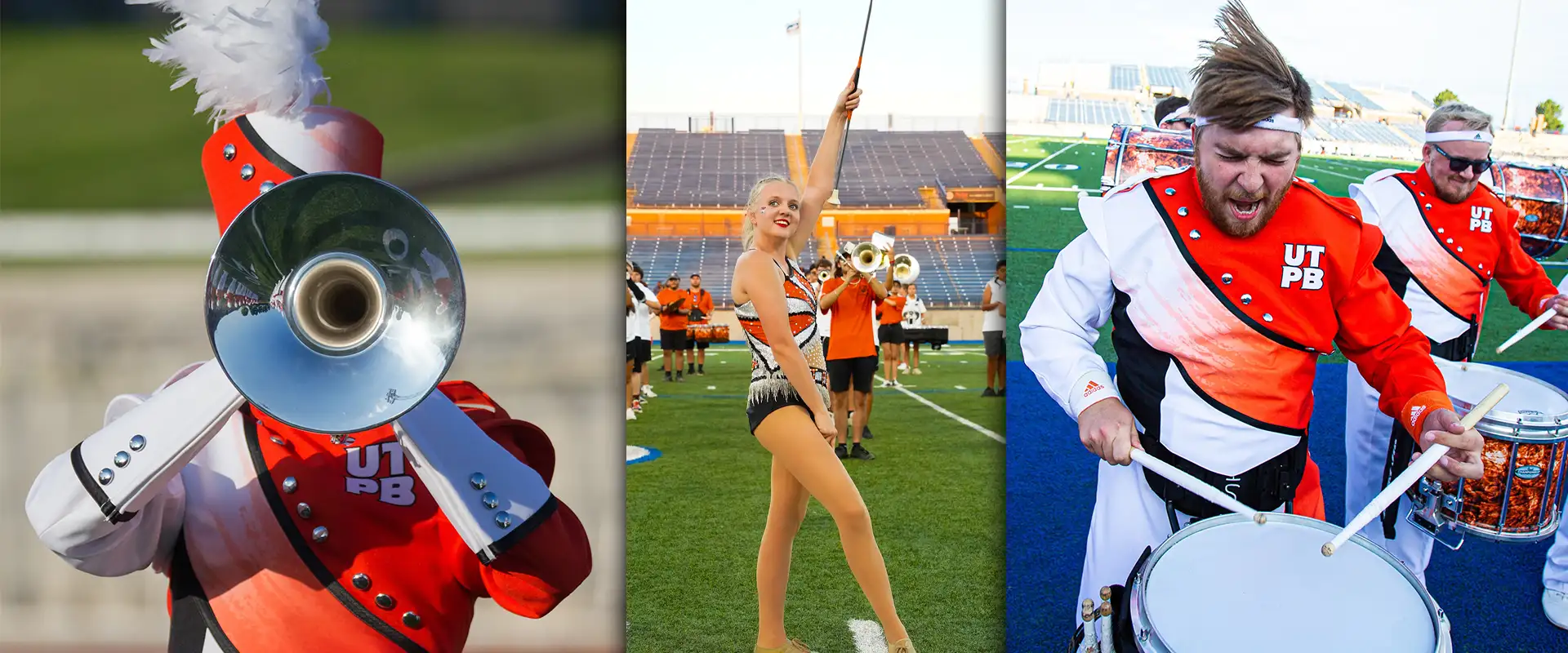 marching band and majorette performing