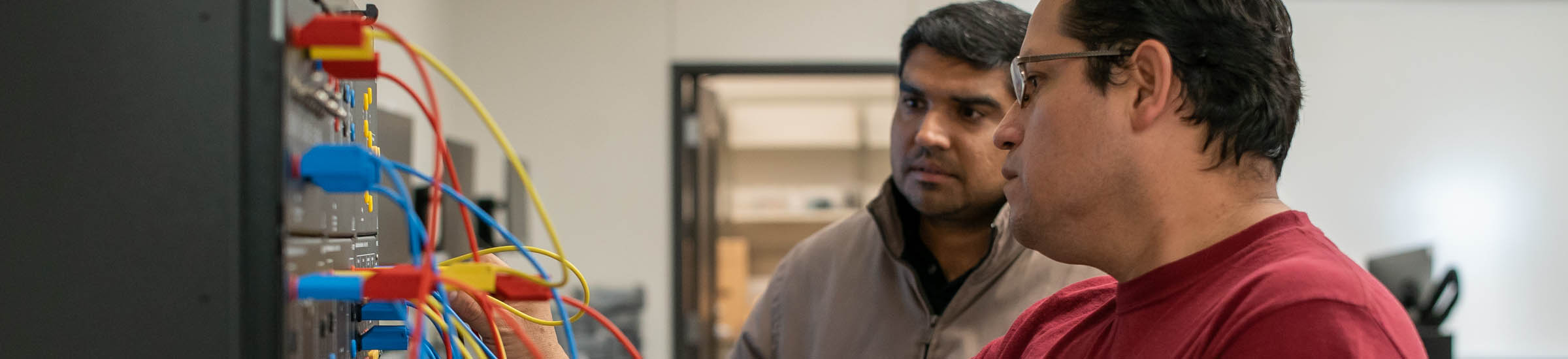 Students gathering data in the electrical engineering lab