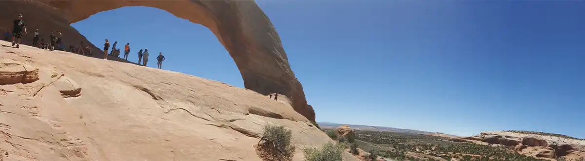 geology students on field trip - horizon view