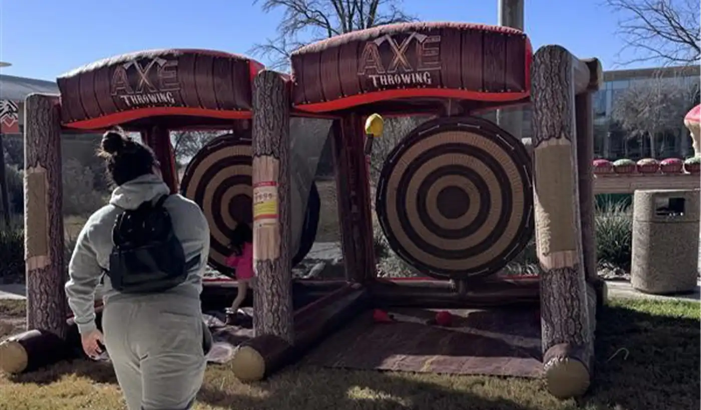 axe throwing at Super Saturday event