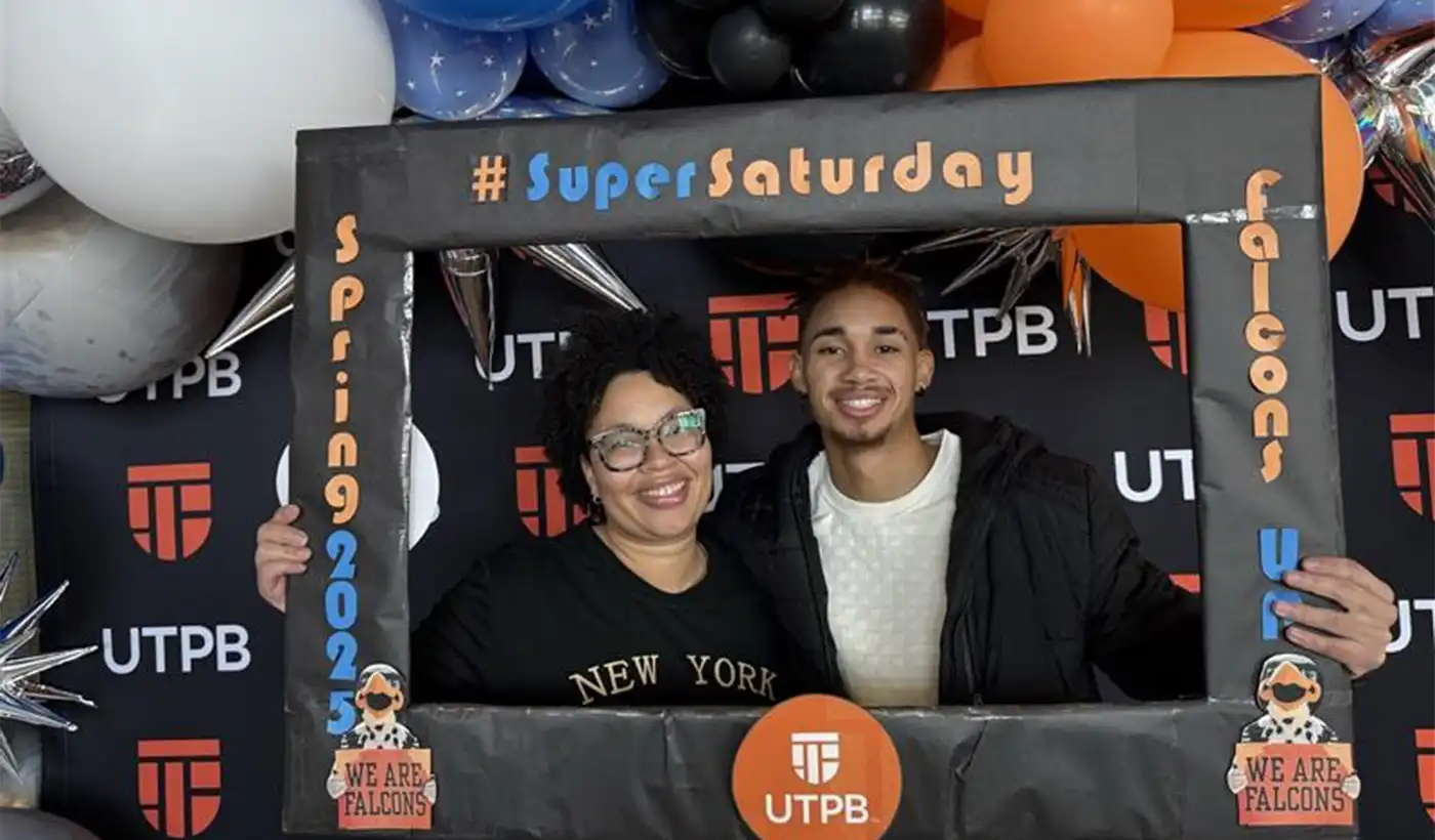 son and mom at Super Saturday
