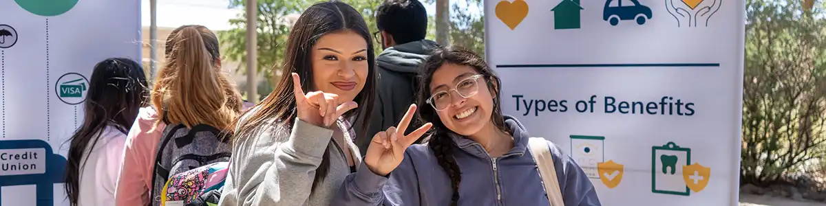 Two UTPB students smiling and posing