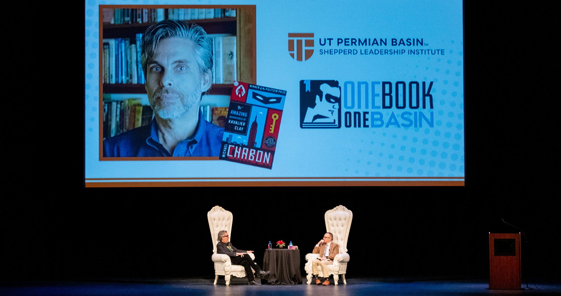 Michael Chabon on stage at the Distinguished Lecture Series