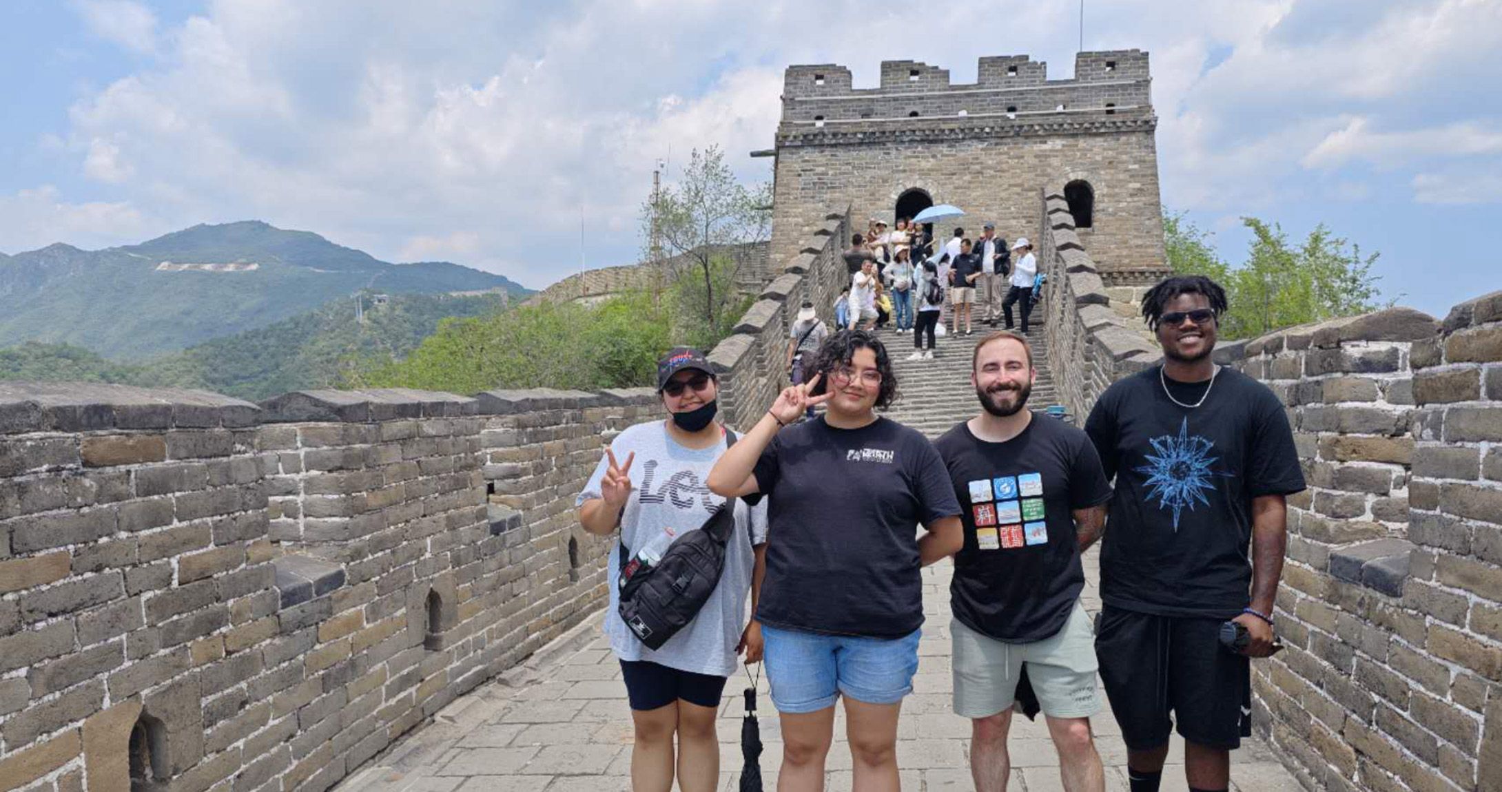 4 UTPB Students at the Great Wall of China while on their NSF IRES trip
