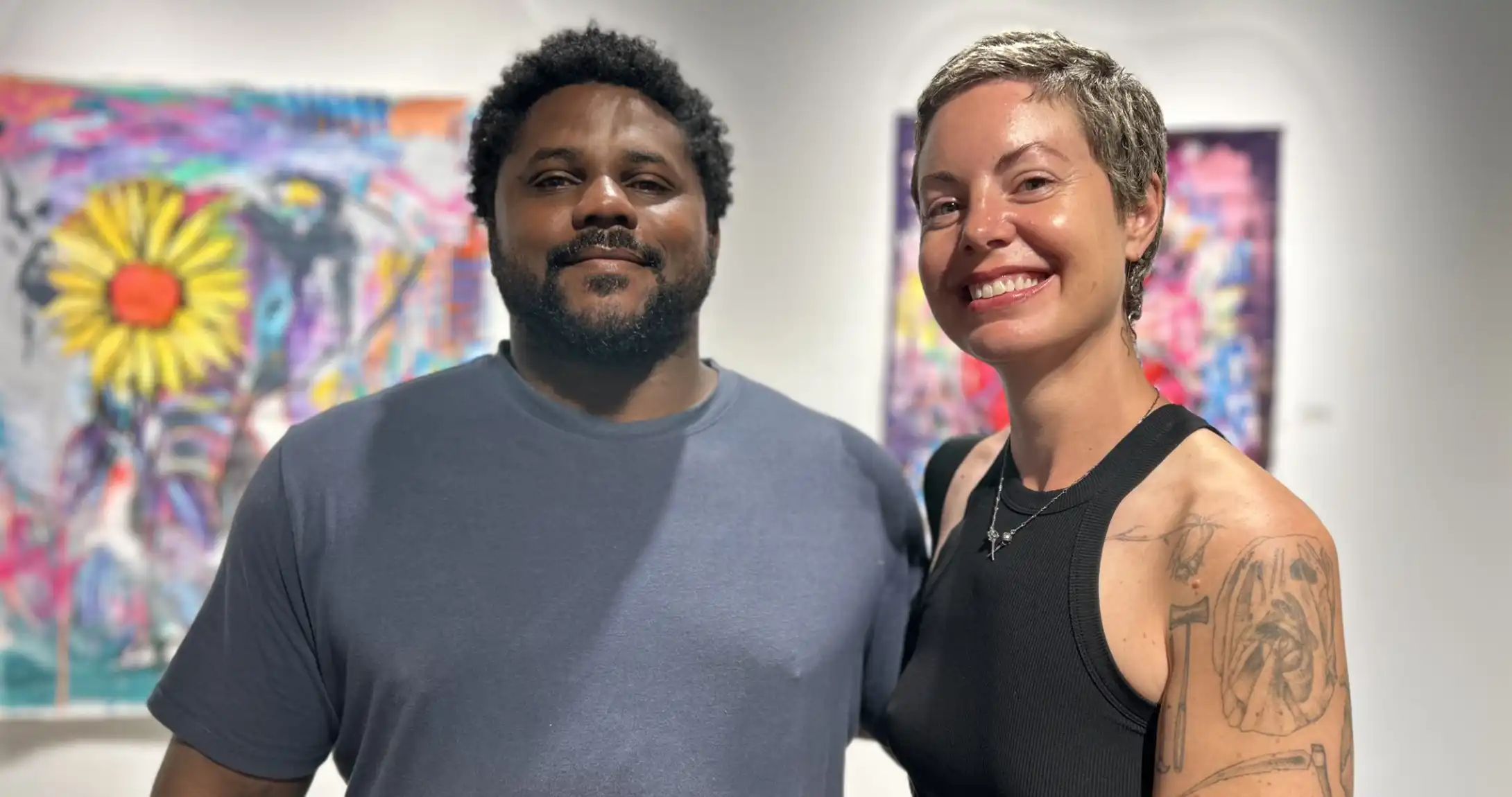 Baron Batch and his Fiancé, Lauren, at his gallery on UTPB's campus. 