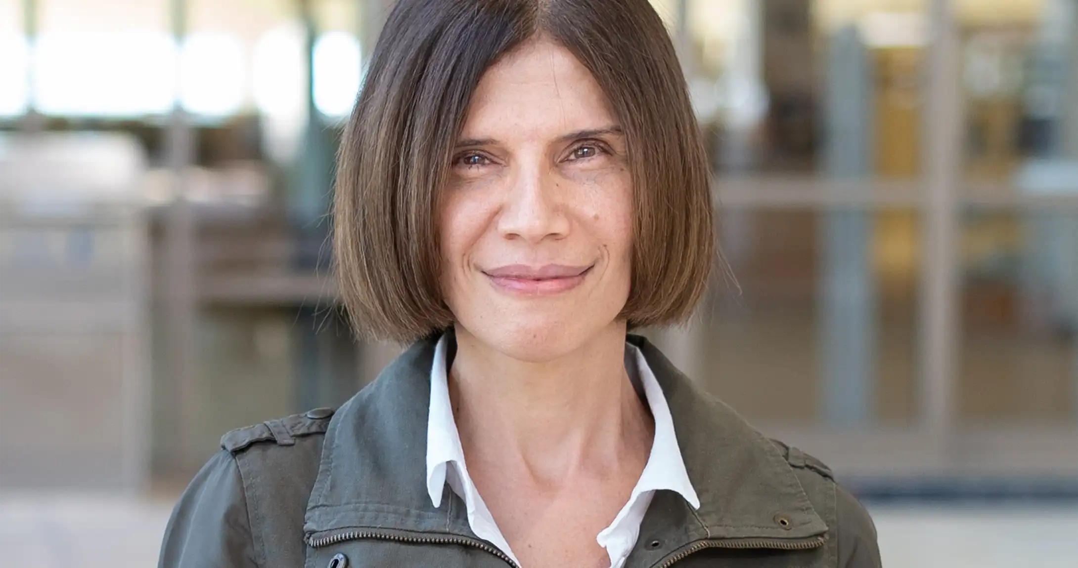 Imane Hijal-Moghrabi in the on-campus library. 