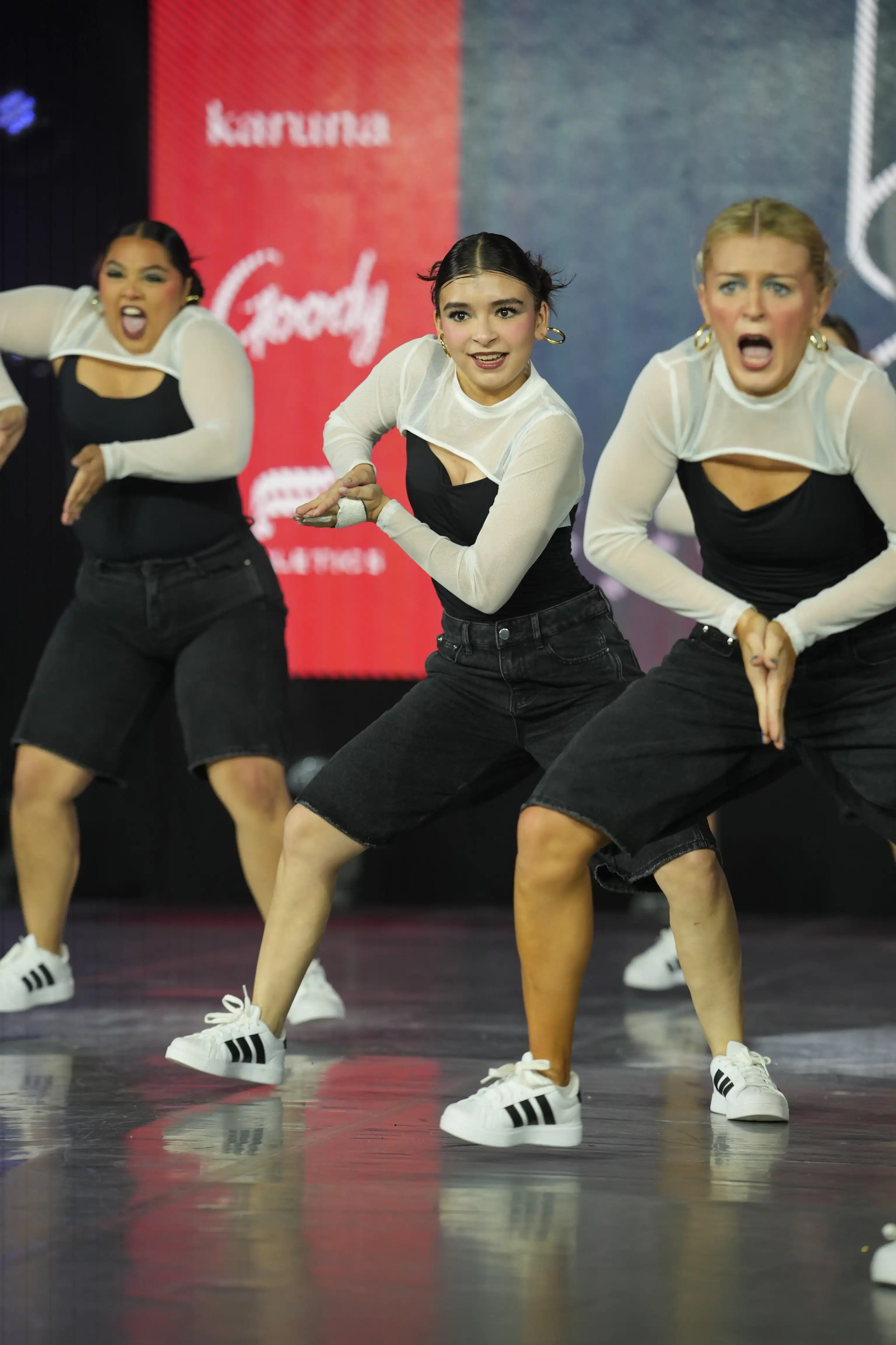 A group of dancers from the UTPB Dance team during their performance at the collegiate NDA national championships. 