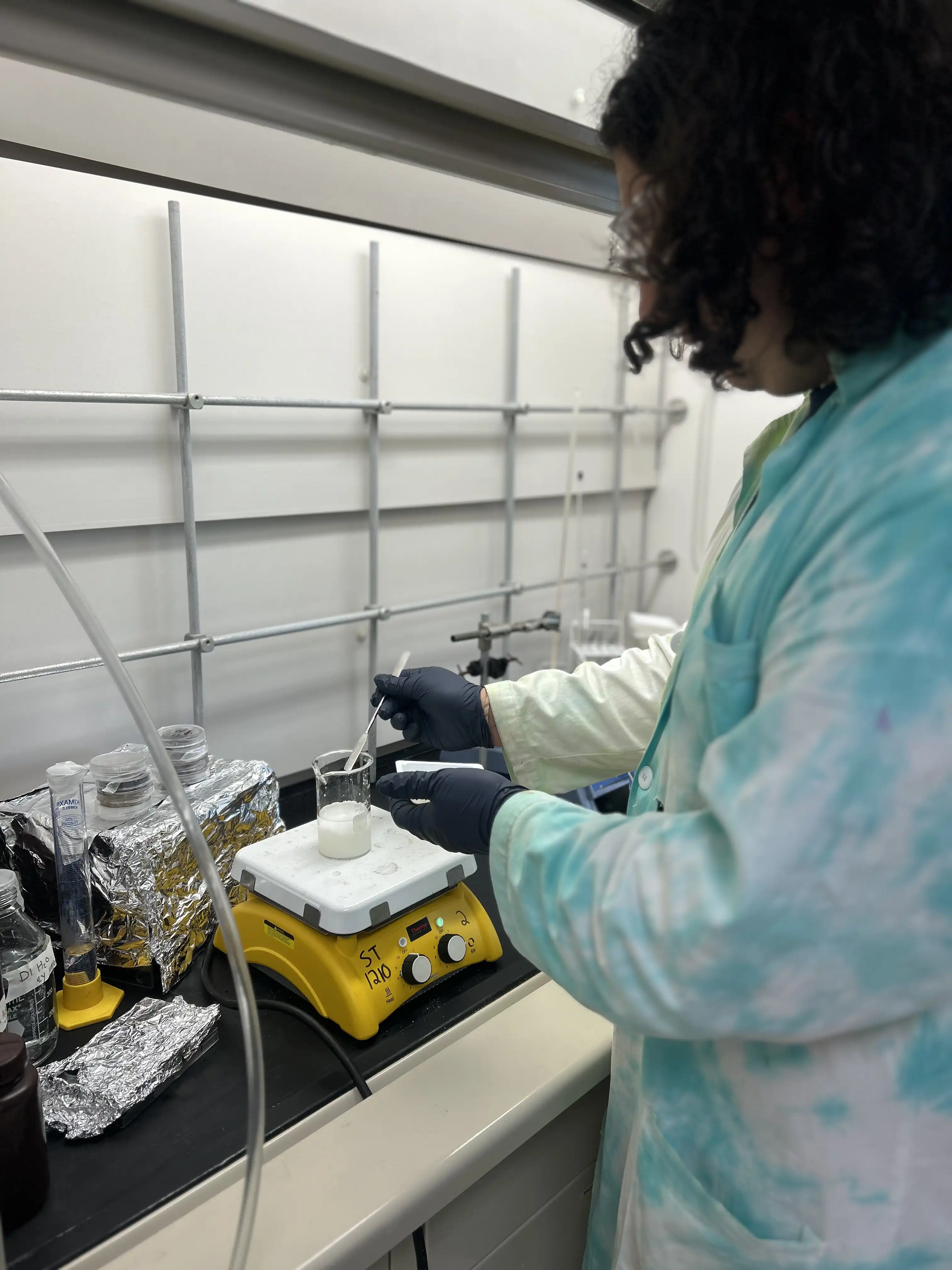 Ethan conducting research in a UTPB lab.