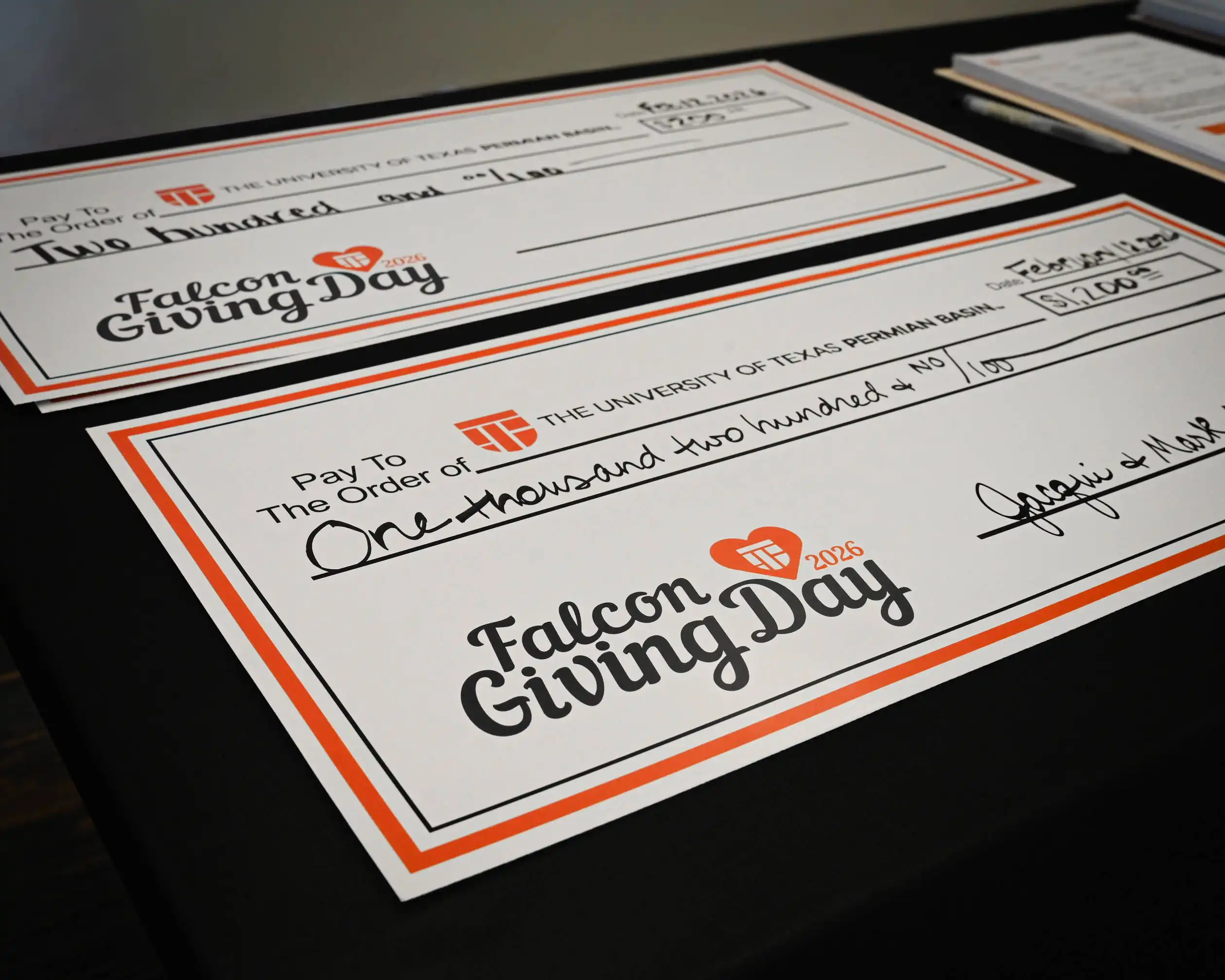 Checks at 2026 Falcon Giving Day.