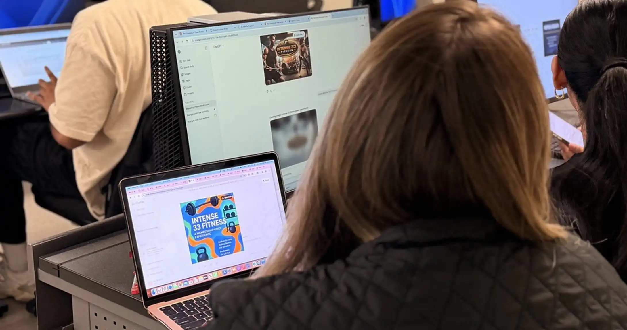 Students in Lili Gai's class using AI. 