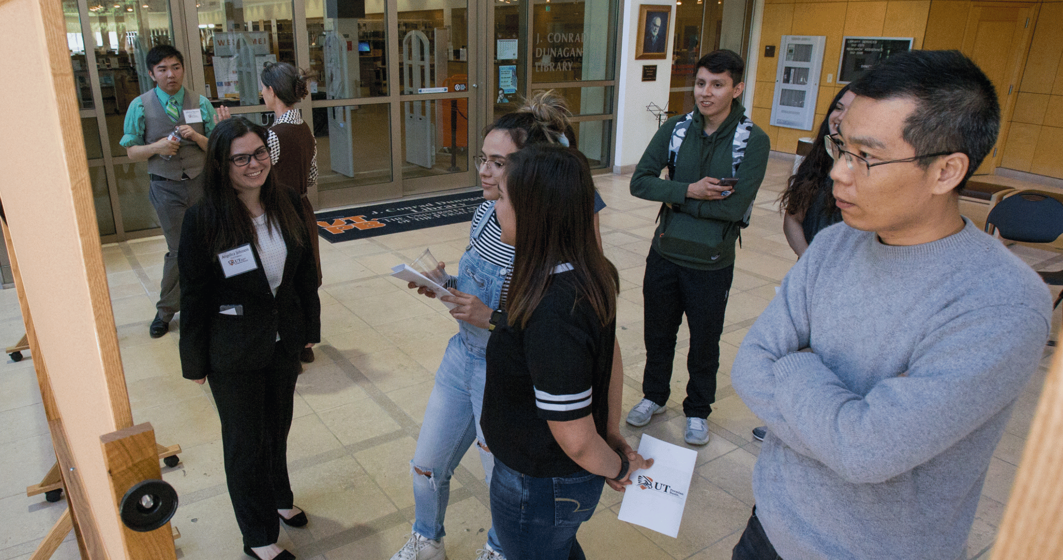 students presenting research