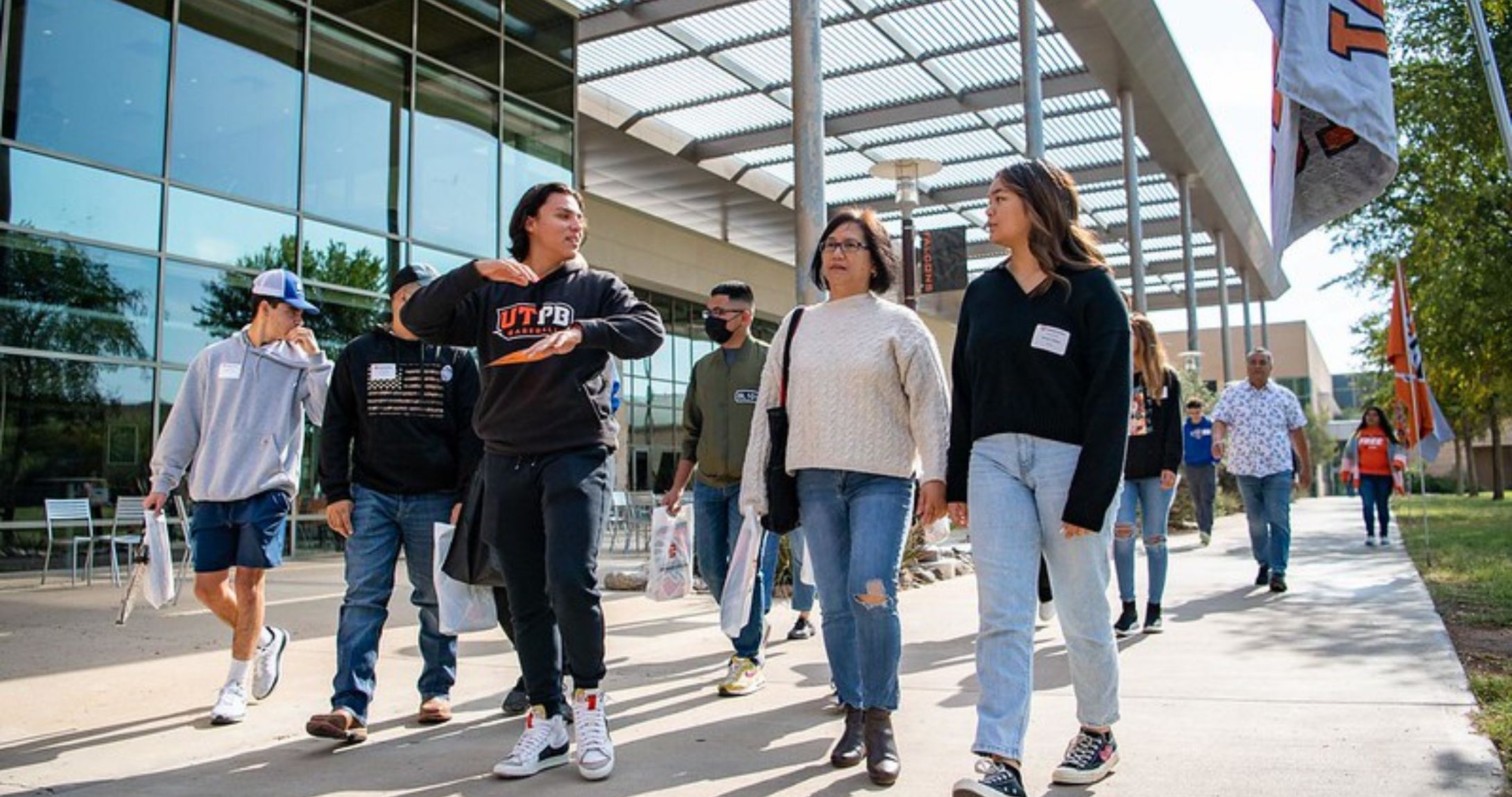 Student giving tour of campus