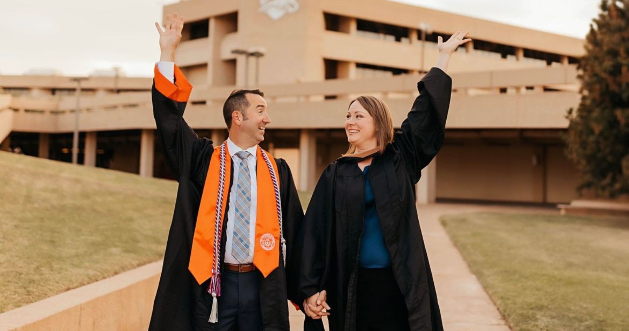 Military veteran student couple celebrates their graduation from UTPB