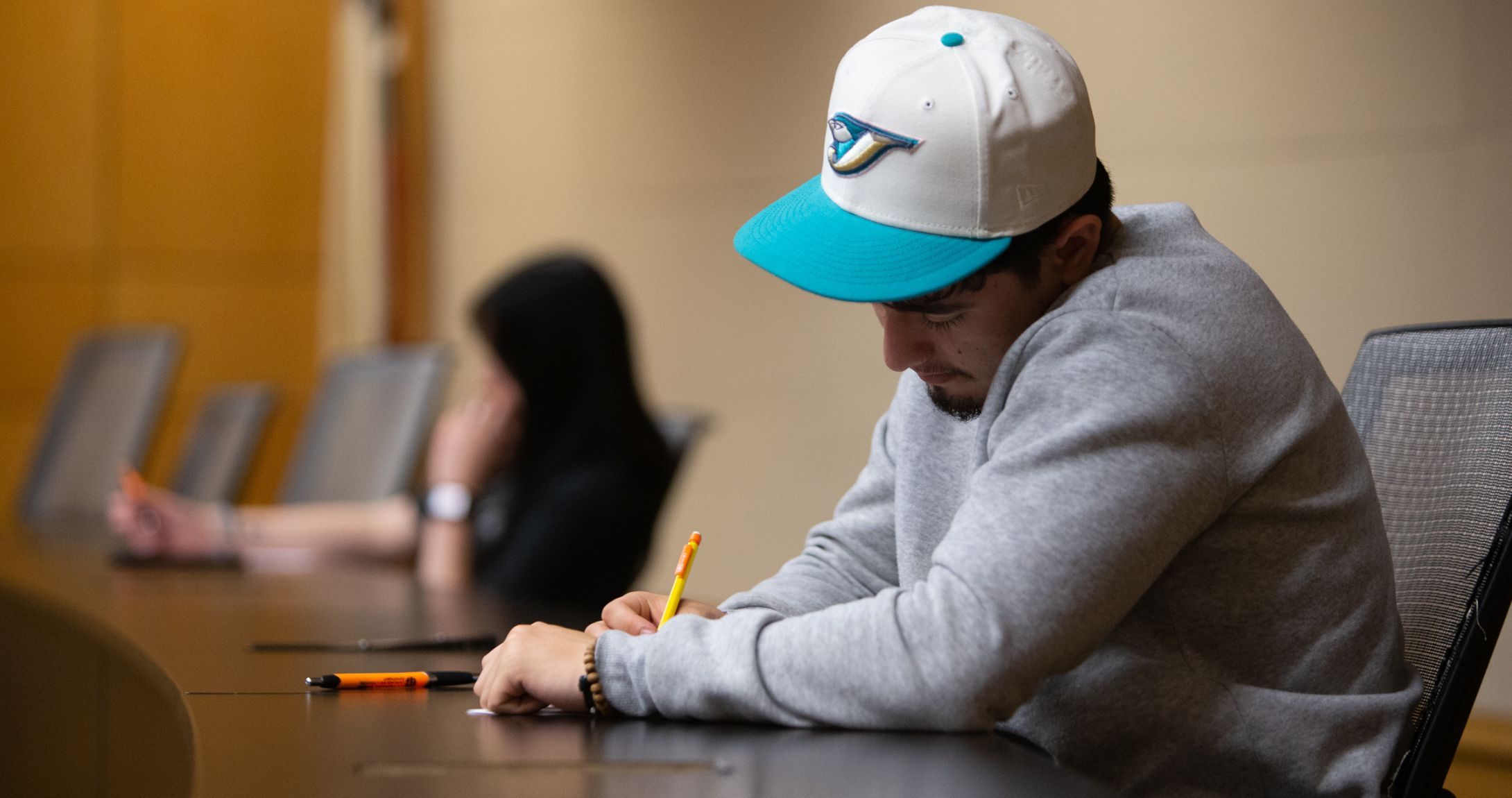 Male student in classroom