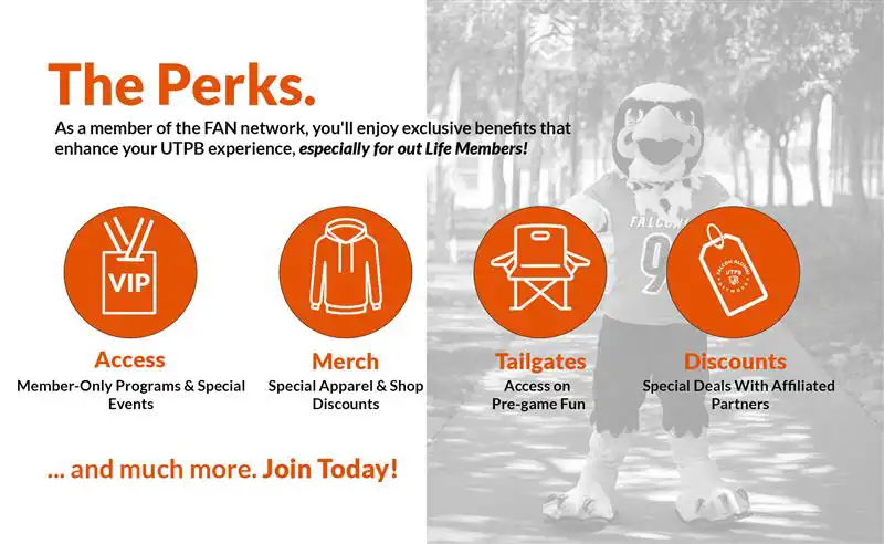 FAN Alumni Perks - member only access, merch, tailgates, and discounts